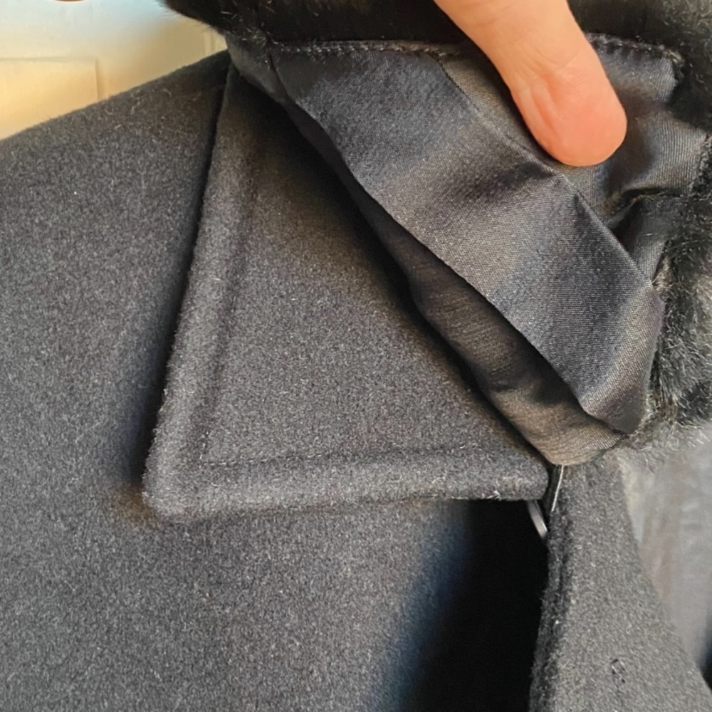 Vintage 90s Iconic Black Wool Trench Peacoat/Jacket by Liz Claiborne 14 - Picture 12 of 14